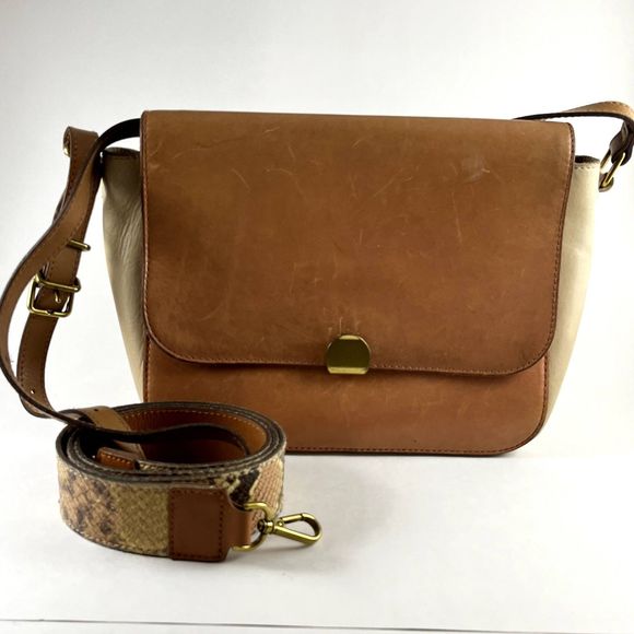 Madewell leather handbag with TWO straps leather and snakeskin. Smoke free home. - Picture 1 of 7